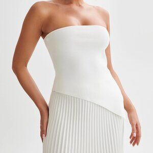 Meshki Sydney Asymmetrical Strapless Knit Top - White S